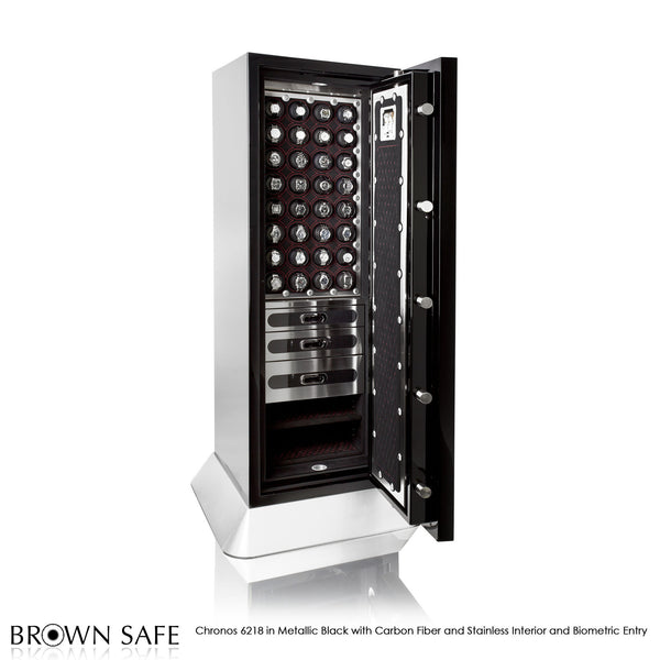 Chronos 6218-Metallic Black & Stainless - Brown Safe